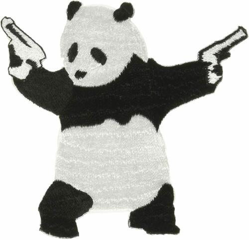 Panda With Gun Cuddly Bear Pistols DSX British Street Art Graffiti Patch P-3697