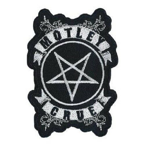 Motley Crue Ribbons Pentagram Heavy Metal Music Band Embroidered Patch P-5318 Motley Crue Ribbons Pentagram Heavy Metal Music Band Embroidered Patch P-5318