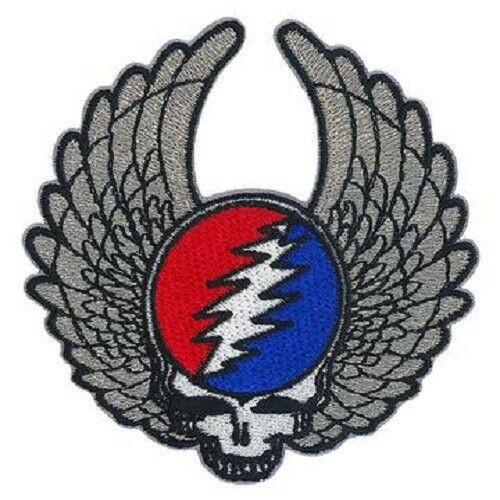 The Grateful Dead Steal Your Face Silver Wings Embroidered Patch P-5310 The Grateful Dead Steal Your Face Silver Wings Embroidered Patch P-5310