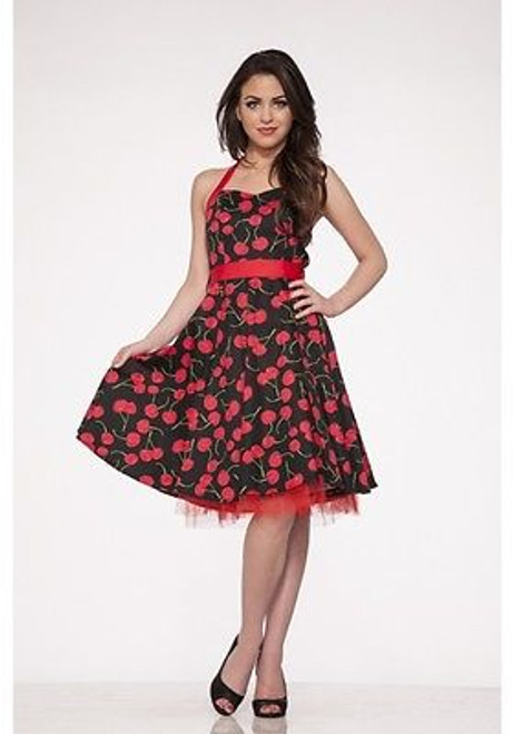 H&R LONDON CHERRY BLACK COCKTAIL 50s PINUP RETRO VINTAGE PUNK PROM PARTY DRESS H&R LONDON CHERRY BLACK COCKTAIL 50s PINUP RETRO VINTAGE PUNK PROM PARTY DRESS