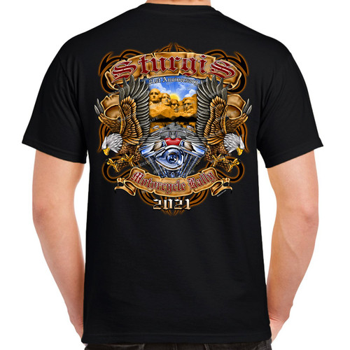 Biker Life USA 2021 Sturgis Motorcycle Rally Mt. Rushmore Eagle Tribal T-Shirt 21-ST-M279-SS Biker Life USA 2021 Sturgis Motorcycle Rally Mt. Rushmore Eagle Tribal T-Shirt 21-ST-M279-SS