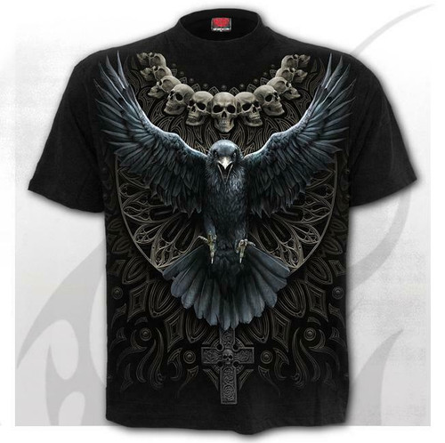 Spiral Direct Raven Skull Gothic Cross Crucifix Fantasy Birds T Shirt K074M101 Spiral Direct Raven Skull Gothic Cross Crucifix Fantasy Birds T Shirt K074M101