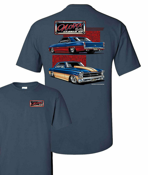 Johny Rockstar Chevy Chevrolet Nova Gear Up 1970s Muscle Cars T Shirt TDC-256 Johny Rockstar Chevy Chevrolet Nova Gear Up 1970s Muscle Cars T Shirt TDC-256