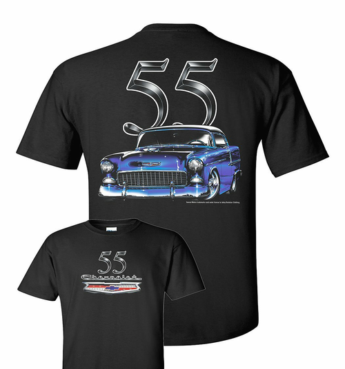 Johny Rockstar Chevy Chevrolet '55 Bel Air Classic Vintage Cars T Shirt TDC-156N Johny Rockstar Chevy Chevrolet '55 Bel Air Classic Vintage Cars T Shirt TDC-156N
