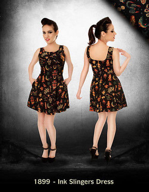FOLTER CLOTHING INK SLINGERS SKULL TATTOO PUNK ROCKABILLY S-XL DRESS FOLTER CLOTHING INK SLINGERS SKULL TATTOO PUNK ROCKABILLY S-XL DRESS