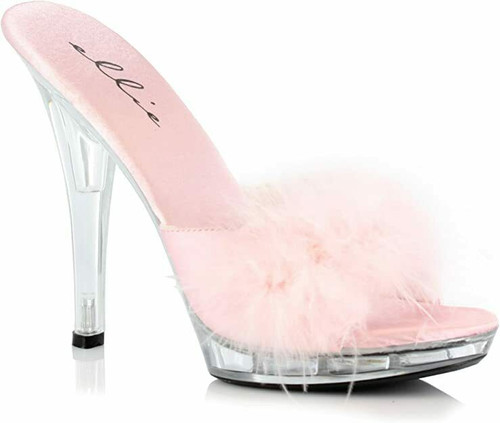 Ellie Maribou Pink Furry Halloween Costume Slippers Sandals 5" Heels Shoes SASHA Ellie Maribou Pink Furry Halloween Costume Slippers Sandals 5" Heels Shoes SASHA