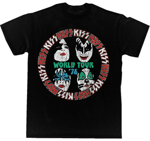 Kiss World Tour '76 1970s Glam Metal Rock n Roll Music Band