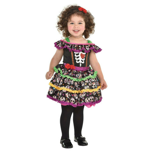 Amscan Day of the Dead Sugar Skull Dress Toddlers Halloween Costume 8402565 Amscan Day of the Dead Sugar Skull Dress Toddlers Halloween Costume 8402565