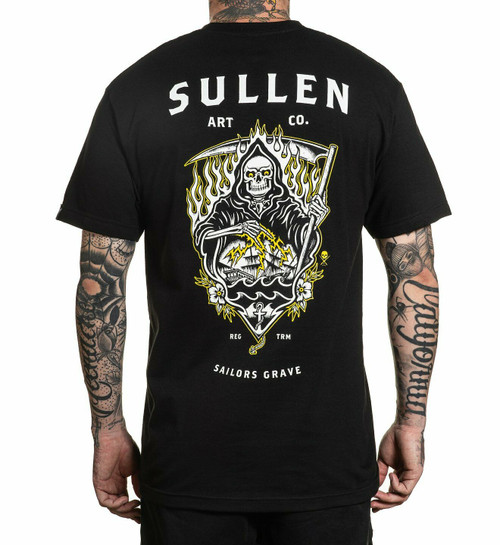 Sullen Ship Wrecked Grim Reaper Flames Death Tattoo Skull Ink T Shirt SCM3623 Sullen Ship Wrecked Grim Reaper Flames Death Tattoo Skull Ink T Shirt SCM3623