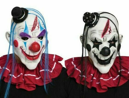 Fun World Horror Clown Creepy Circus Psycho Killer Mask Costume 93250C Fun World Horror Clown Creepy Circus Psycho Killer Mask Costume 93250C