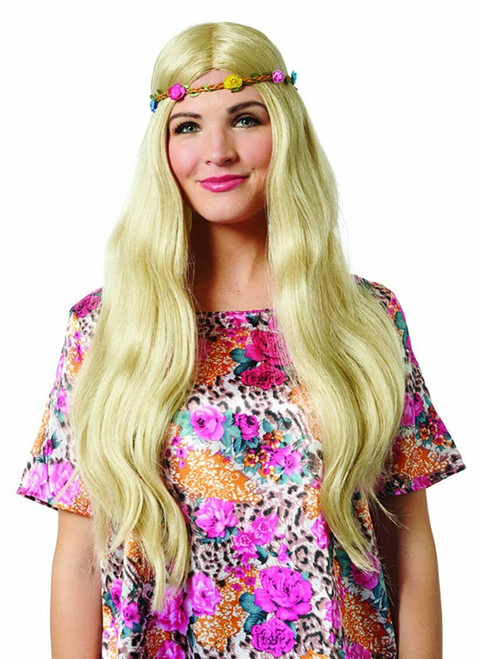 Costume Culture Cool Cat Wig With Headband Floral Peace Groovy 70s Costume 21129