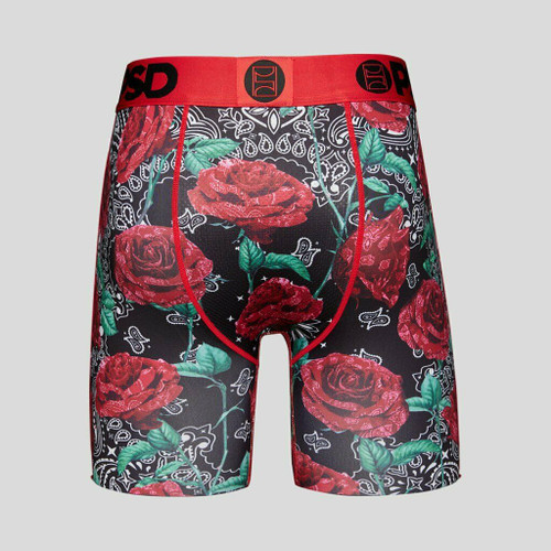 PSD Spliced Roses Floral Blue Boxers Briefs Mens Athletic