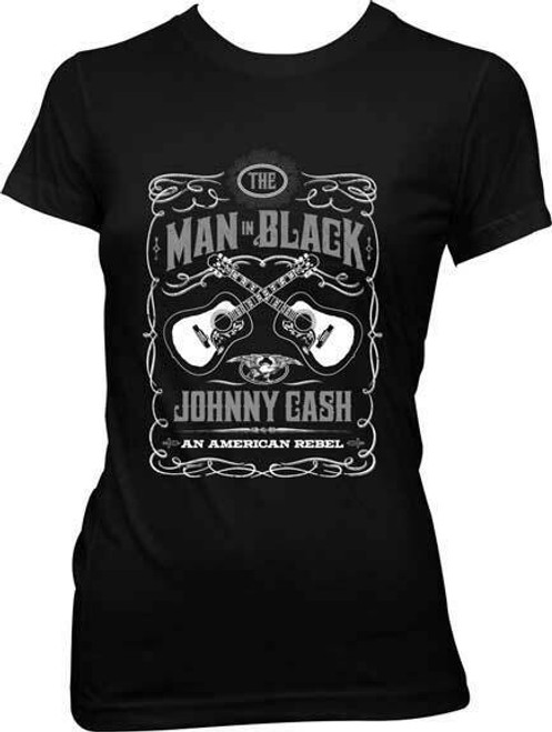 Johnny Cash Man In Black MIB Grayscale Country Music Junior's Shirt 30030040 Johnny Cash Man In Black MIB Grayscale Country Music Junior's Shirt 30030040