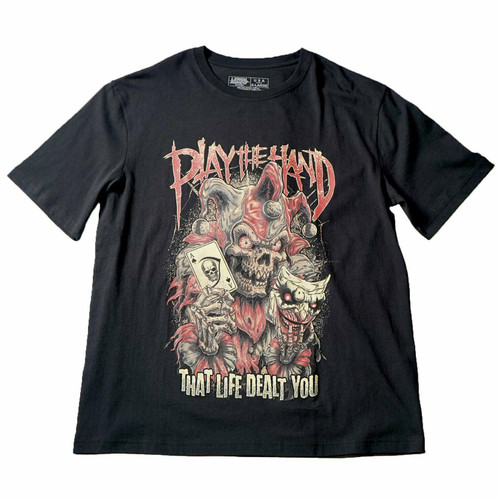 Lethal Threat Play the Hand Jester Cards Clown Motorcycle Biker T Shirt LT20894
