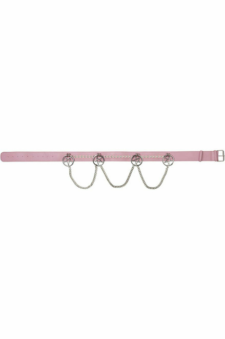 Killstar Curse Pentagram Chain Gothic Punk Occult Pastel Pink Belt KSRA004215 Killstar Curse Pentagram Chain Gothic Punk Occult Pastel Pink Belt KSRA004215