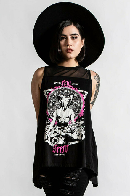 Killstar Meditate Satanic Baphomet Gothic Punk Occult Vest Tank Top KSRA004293 Killstar Meditate Satanic Baphomet Gothic Punk Occult Vest Tank Top KSRA004293