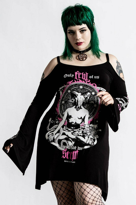 Killstar Meditate Bardot Dress KSRA004292 Killstar Meditate Bardot Dress KSRA004292