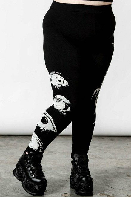 Killstar Sin With Me Disco Woman's Leggings Black Pentagram Gothic  KSRA001053 - Fearless Apparel