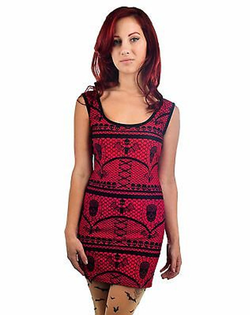 TOO FAST BETTIE DRESS BAT LACE RED SKULL PUNK ROCK GOTHIC TEE T SHIRT S-XL TOO FAST BETTIE DRESS BAT LACE RED SKULL PUNK ROCK GOTHIC TEE T SHIRT S-XL