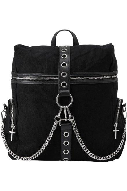 Killstar Double Crossed Gothic Punk Chains Buckle Crosses
