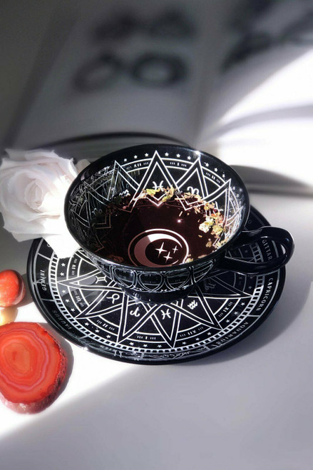 Killstar Zodiac Celestial Horoscope Moon Victorian Tea Cup and Saucer KSRA001623 Killstar Zodiac Celestial Horoscope Moon Victorian Tea Cup and Saucer KSRA001623