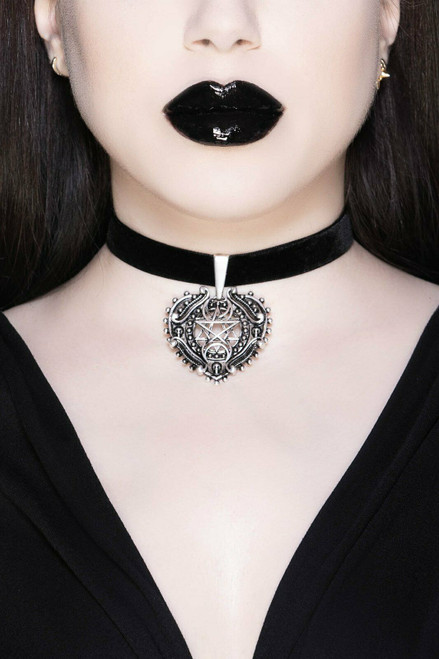 Killstar Lock N Load Padlock Pentagram Goth Wiccan Necklace Choker  KSRA004912 - Fearless Apparel