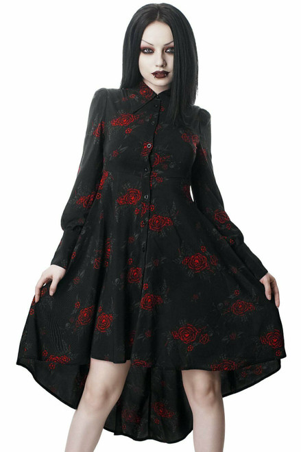 pandora shirt dress Amazon.com: Killstar Pandora Chiffon Floral High Low Goth Punk Roses Shirt Dress (Small) : Clothing, Shoes & Jewelry