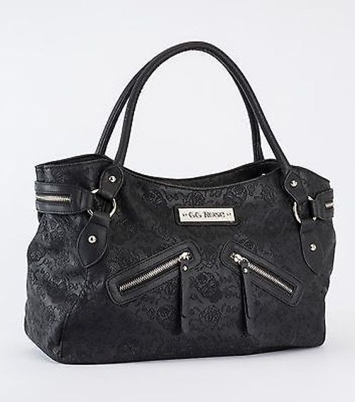 GG ROSE BY ROCK REBEL SUGAR SKULL BLACK TATTOO PUNK ROCKER TOTE HANDBAG PURSE