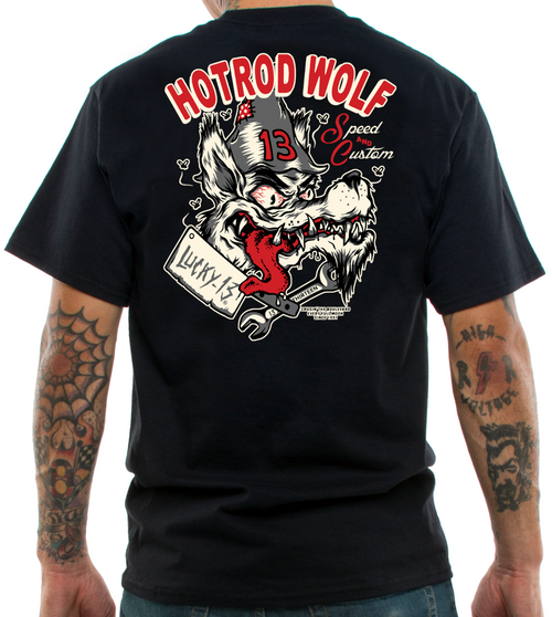Lucky 13 Hot Rod Wolf Cars Mechanic Rockabilly Tattoo Punk Moto Shirt LM1000HF Lucky 13 Hot Rod Wolf Cars Mechanic Rockabilly Tattoo Punk Moto Shirt LM1000HF
