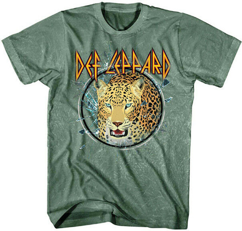 Def Leppard Big Cat Glass Classic Rock Rocker Olive Green Music T Shirt TS25742 Def Leppard Big Cat Glass Classic Rock Rocker Olive Green Music T Shirt TS25742