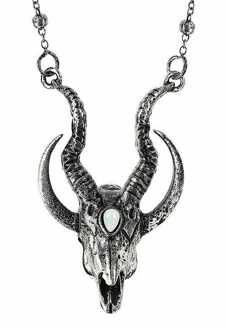 Restyle Jewelry Gothic Wiccan 3D Silver Crescent Skull Horns Pendant Restyle Jewelry Gothic Wiccan 3D Silver Crescent Skull Horns Pendant