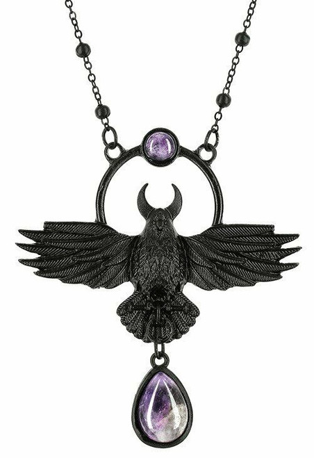 Restyle Jewelry Nordic Talisman The Crow Goth Wiccan Pendant Purple Quartz Restyle Jewelry Nordic Talisman The Crow Goth Wiccan Pendant Purple Quartz