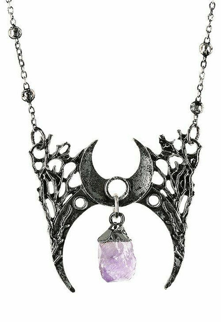 Restyle Jewelry Silver Gothic Moon Necklace With Crystal Branch Crescent Restyle Jewelry Silver Gothic Moon Necklace With Crystal Branch Crescent