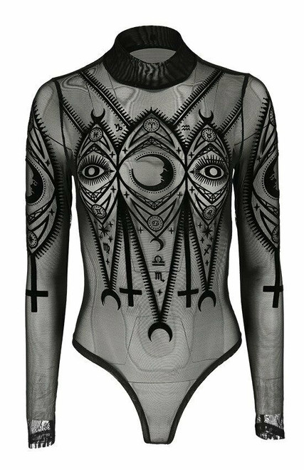 Restyle Clothing Black Gothic Fortune Teller Wiccan Pagan Mesh Bodysuit Restyle Clothing Black Gothic Fortune Teller Wiccan Pagan Mesh Bodysuit