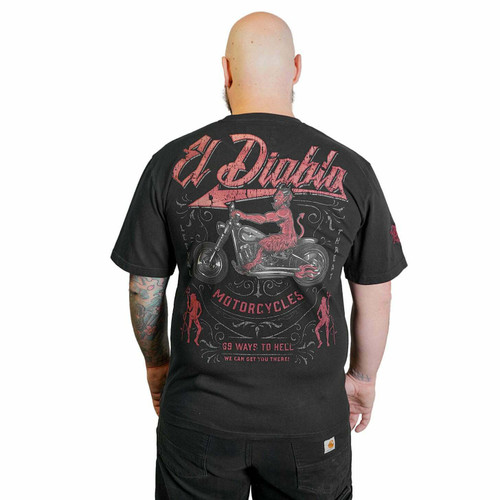 Lethal Threat El Diablo Motorcycles Vintage Washed Chopper Tee Shirt VV40171 Lethal Threat El Diablo Motorcycles Vintage Washed Chopper Tee Shirt VV40171
