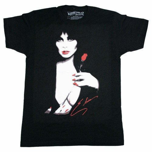 Kreepsville 666 Elvira Rose Portrait Mistress Of The Dark Men's T-Shirt MTERP Kreepsville 666 Elvira Rose Portrait Mistress Of The Dark Men's T-Shirt MTERP