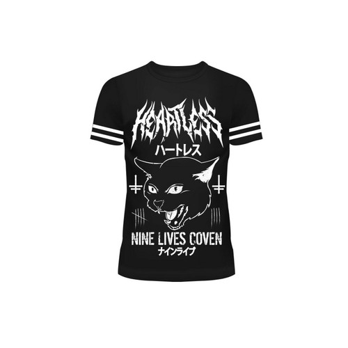 Heartless Nine Lives Coven Japanese Cat Womens Witchy Gothic Varsity T Shirt NLC Heartless Nine Lives Coven Japanese Cat Womens Witchy Gothic Varsity T Shirt NLC