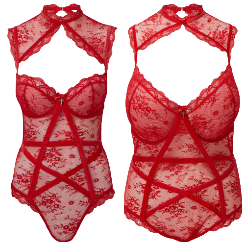 Dreamgirl Red Sexy And Delicate Scalloped Lace Open Cup Underwire