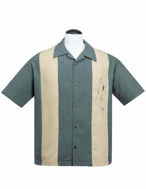 Steady Clothing Mid Century Marvel Bowling Rockabilly Charcoal Button Down Shirt ST35375 Steady Clothing Mid Century Marvel Bowling Rockabilly Charcoal Button Down Shirt ST35375