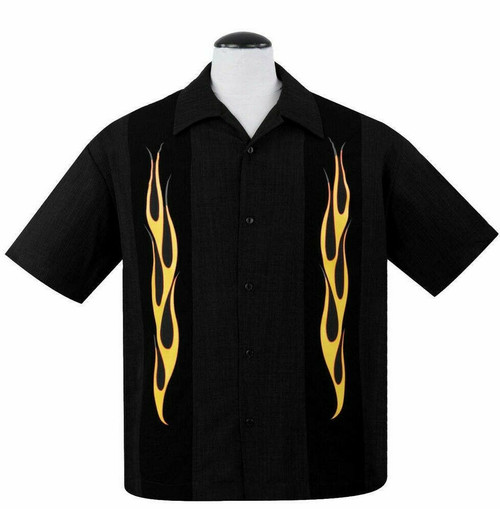 Steady Clothing Flame N Hot Bowling Button Down Rockabilly Dress Shirt ST35324 Steady Clothing Flame N Hot Bowling Button Down Rockabilly Dress Shirt ST35324