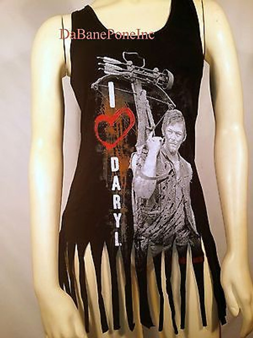 The Walking Dead I Heart Daryl Dixon Crossbow Juniors Fringe Tank Top Shirt S-Xl The Walking Dead I Heart Daryl Dixon Crossbow Juniors Fringe Tank Top Shirt S-Xl