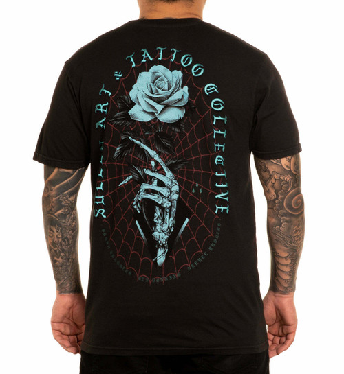 Sullen Art Collective Dunning Rose Tattoo Skeleton Flower Spider Web Tee SCM3879 Sullen Art Collective Dunning Rose Tattoo Skeleton Flower Spider Web Tee SCM3879