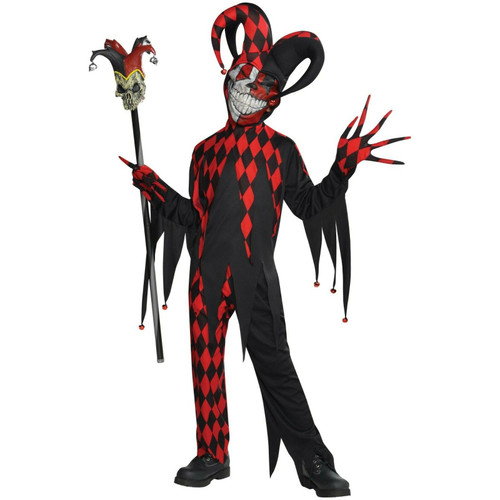 Amscan Krazed Jester Evil Scary Psycho Crazy Clown Childrens Halloween Costume Amscan Krazed Jester Evil Scary Psycho Crazy Clown Childrens Halloween Costume