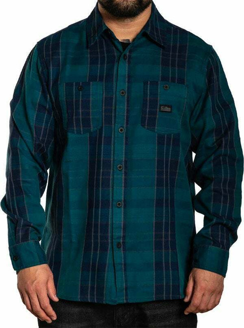 Sullen Art Collective Long Sleeved Summit Flannel Tattoo Deep Teal SCM4031 Sullen Art Collective Long Sleeved Summit Flannel Tattoo Deep Teal SCM4031