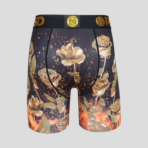 PSD Forged In Fire Metal Roses Floral Welded Flames Men's Boxer Briefs  122180029