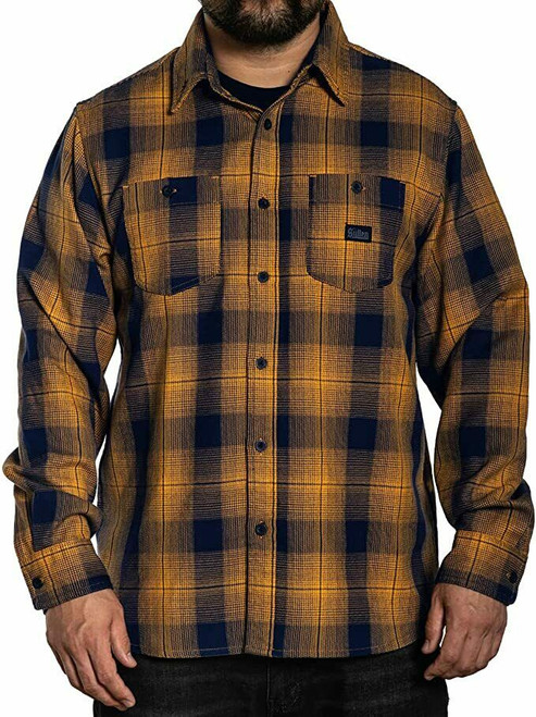 Sullen Art Collective Camino Flannel Rockabilly Long Sleeved Tattoo Gold SCM4026 Sullen Art Collective Camino Flannel Rockabilly Long Sleeved Tattoo Gold SCM4026