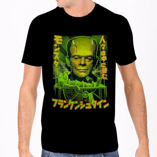 Rock Rebel Japanese Lettering Artwork Frankenstein Monster Mens Graphic T Shirt Rock Rebel Japanese Lettering Artwork Frankenstein Monster Mens Graphic T Shirt