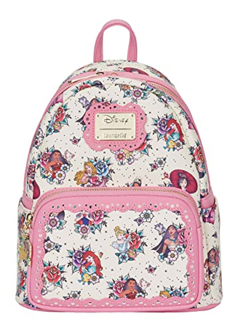 Loungefly Disney Princess Tattoo All Over Print Womens Double Strap Shoulder Bag Purse