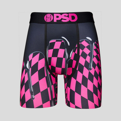 PSD Neon Pink Drip Checkered Breathable Underwear Boxer Briefs 222180041