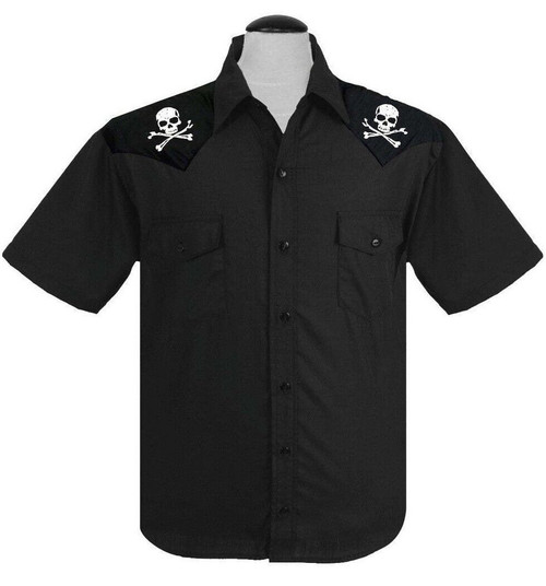 Steady Clothing Skull & Bones Rockabilly Western Crossbones Shirt RS31677-BLK Steady Clothing Skull & Bones Rockabilly Western Crossbones Shirt RS31677-BLK